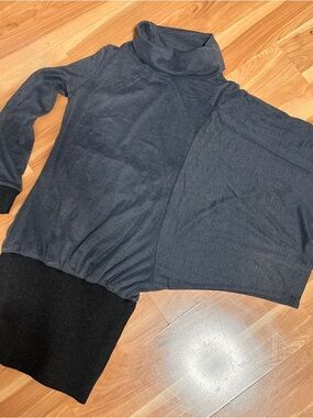 NWOT Dark Gray Turtleneck Batwing Sweater with Black Ribbed Hem